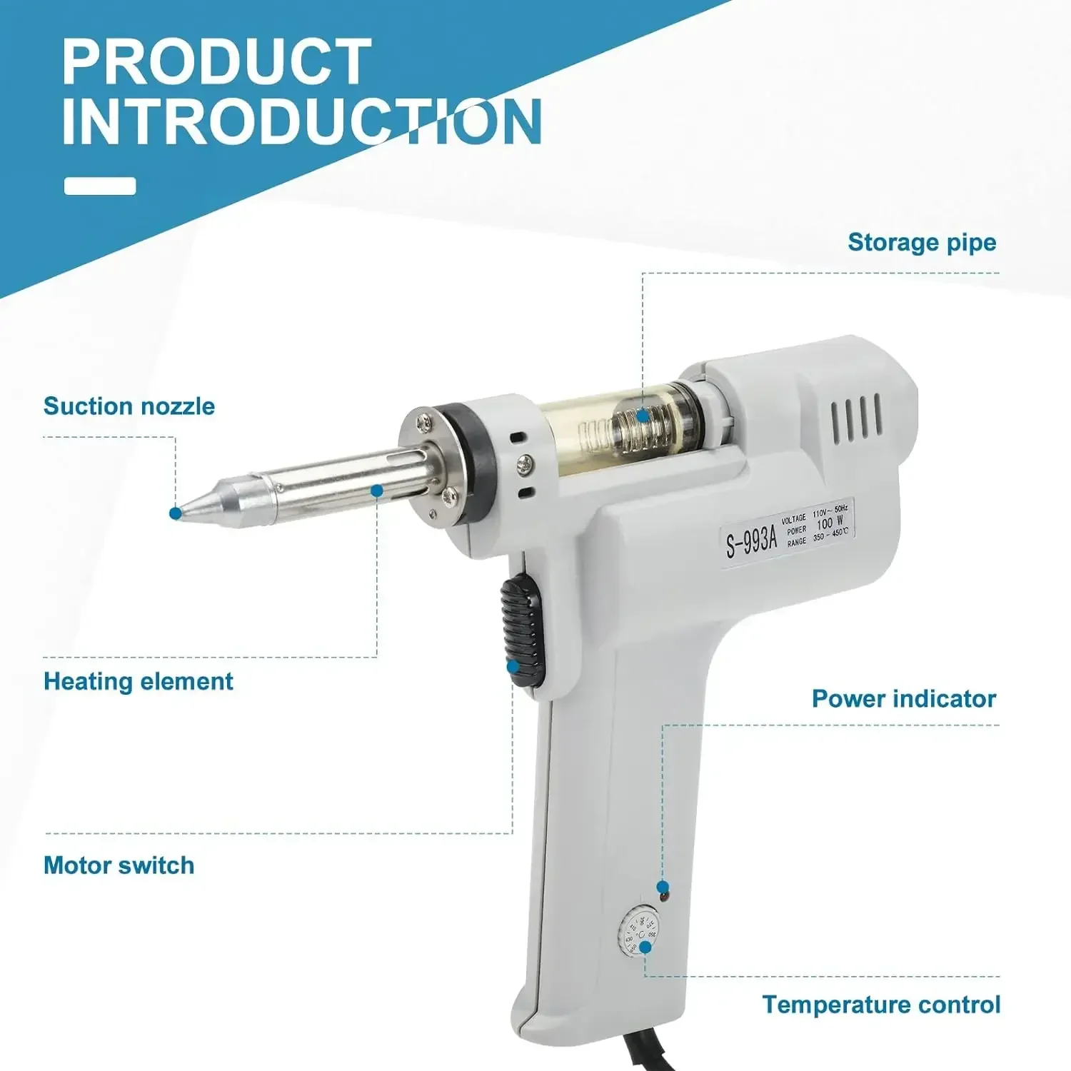 مسدس كهربائي لإزالة اللحام S-9 - مراجعة Desoldering Gun Vacuum Electric وسعره